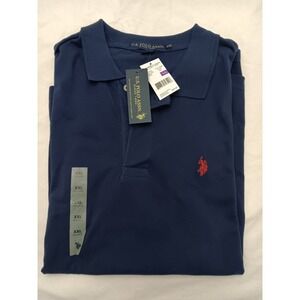 US Polo Assn Mens XXL Navy Blue Short Sleeve Polo‎ Shirt Red Pony Logo NWT
